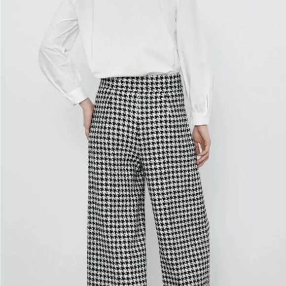 Zara Houndstooth Ankle/ Wide LegSweater Pants Size Small - Picture 4 of 15